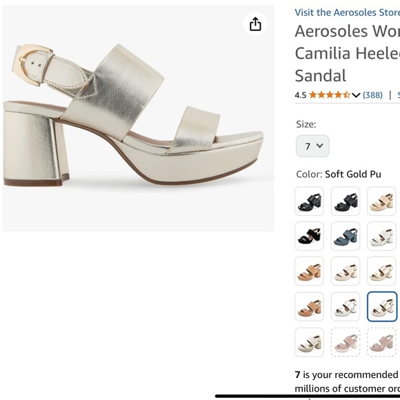 ADORABLE AEROSOLES SOFT GOLD PLATFORM CAMILIA SHOES SIZE 7 Never Worn LIKE NEW! - Picture 7 of 9